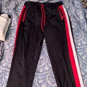 Red Black Striped Sweatpants